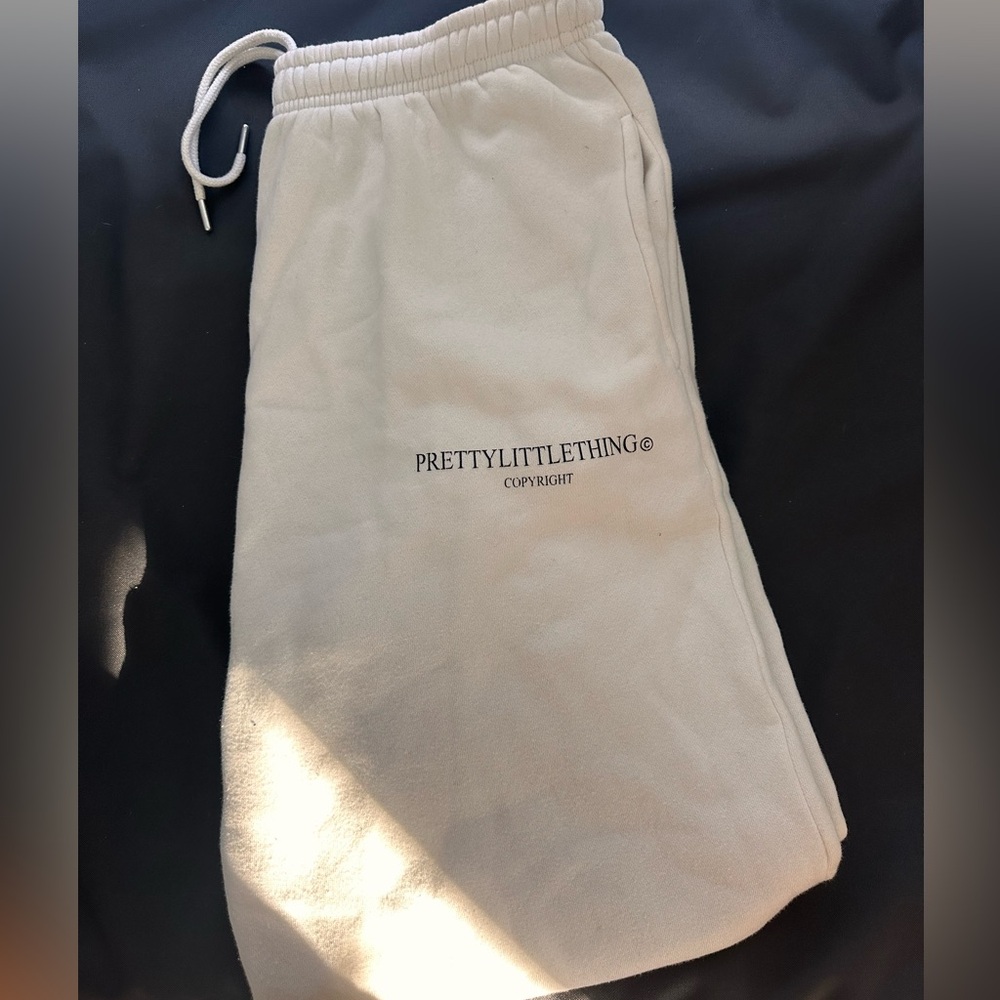PLT white cuffed sweatpants
